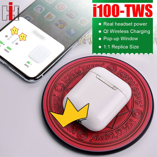 Hisomone i100 TWS PK w1 chip 1:1 real Size Separate use Pop up QI Wireless Charging Wireless Earphones PK i90 i60 i30 i7s tws